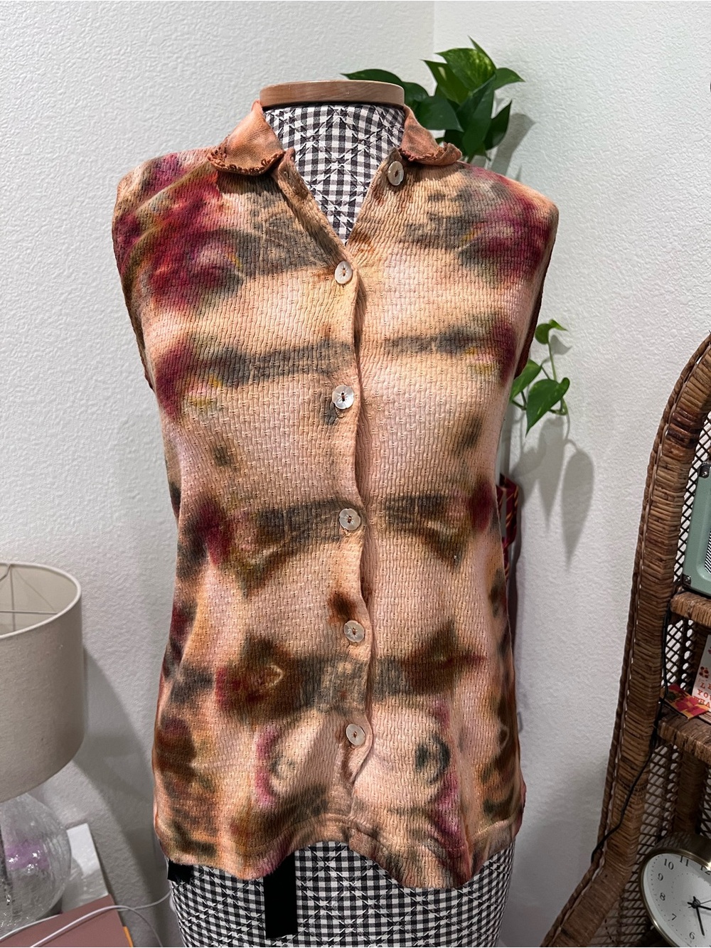 Ecosport 100% Organic Cotton Tie-Dye Button Front Knit Top